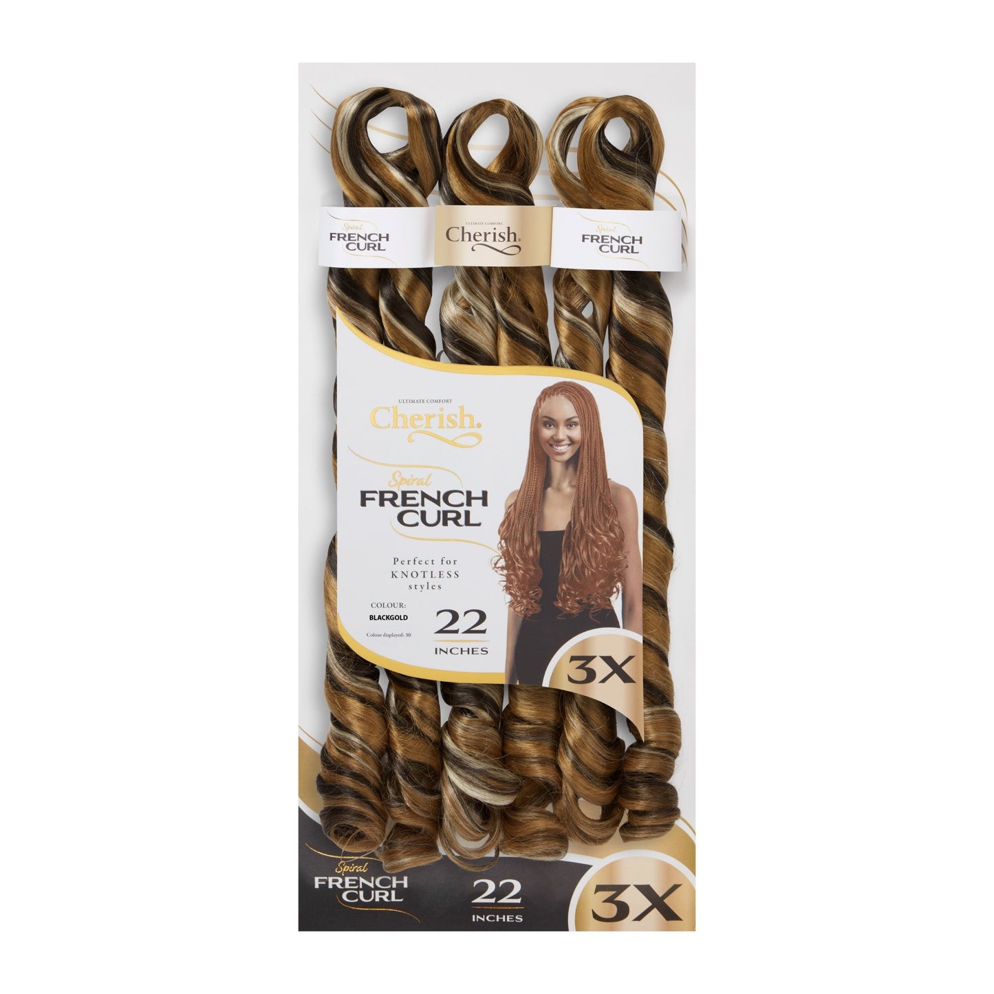 Cherish Bulk : 3x Ps Spiral French Curl 22 (Col. Blkgld)