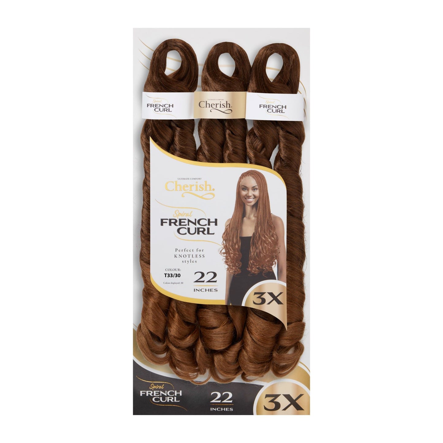 Cherish Bulk : 3x Ps Spiral French Curl 22 (Col. T33/30)
