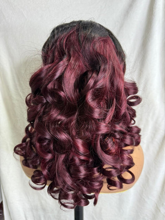 4x4 Hd bouncy loose 16 inch wig (Colour:T1b/dark 99j)