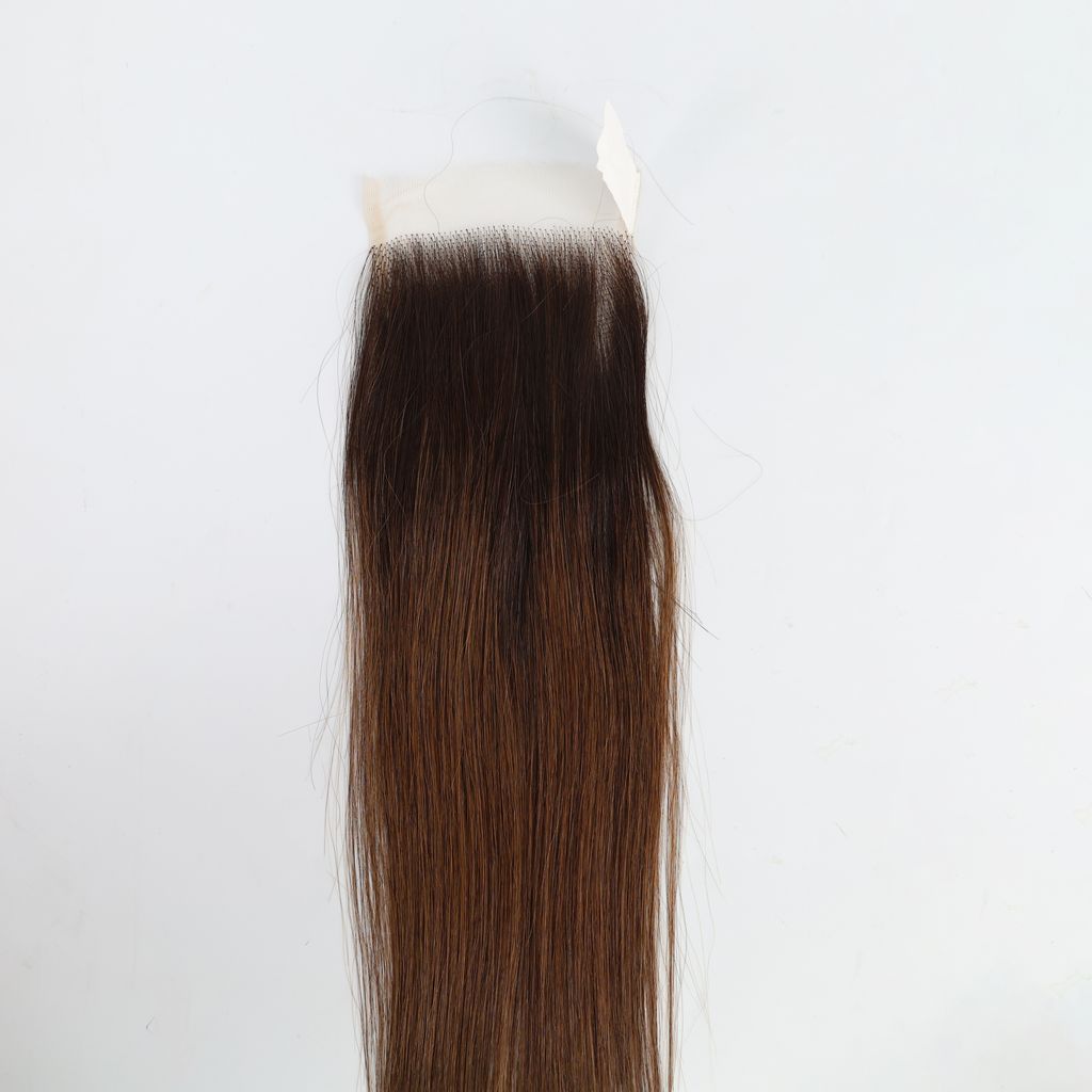 4x4 Lace Closure - Ombre #1A/#3 Jet Black to Brown 16 Inches Double Drawn