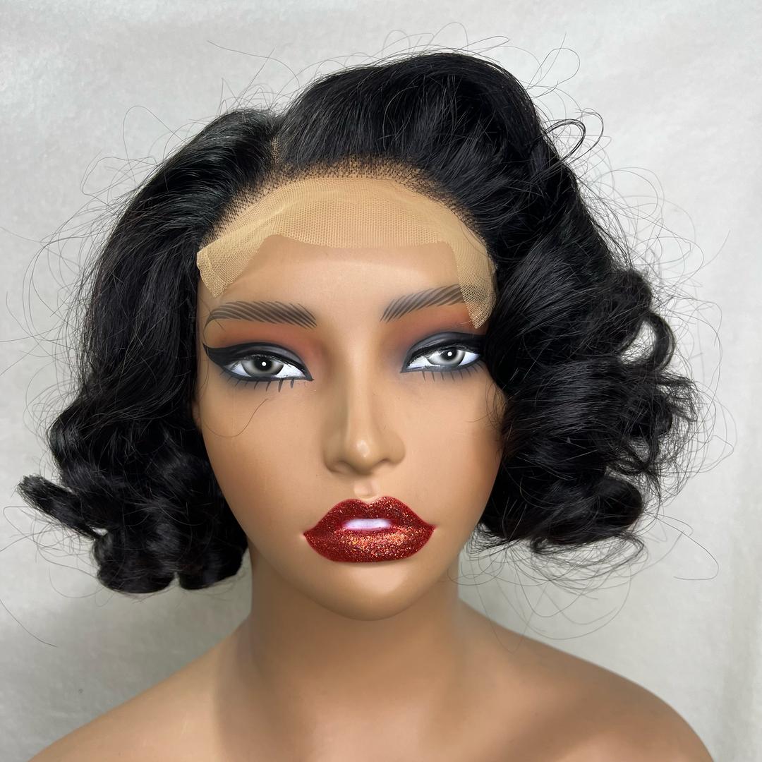 Bouncy Loose Curly Wig - Natural Black #1B 12 Inches Short Curly