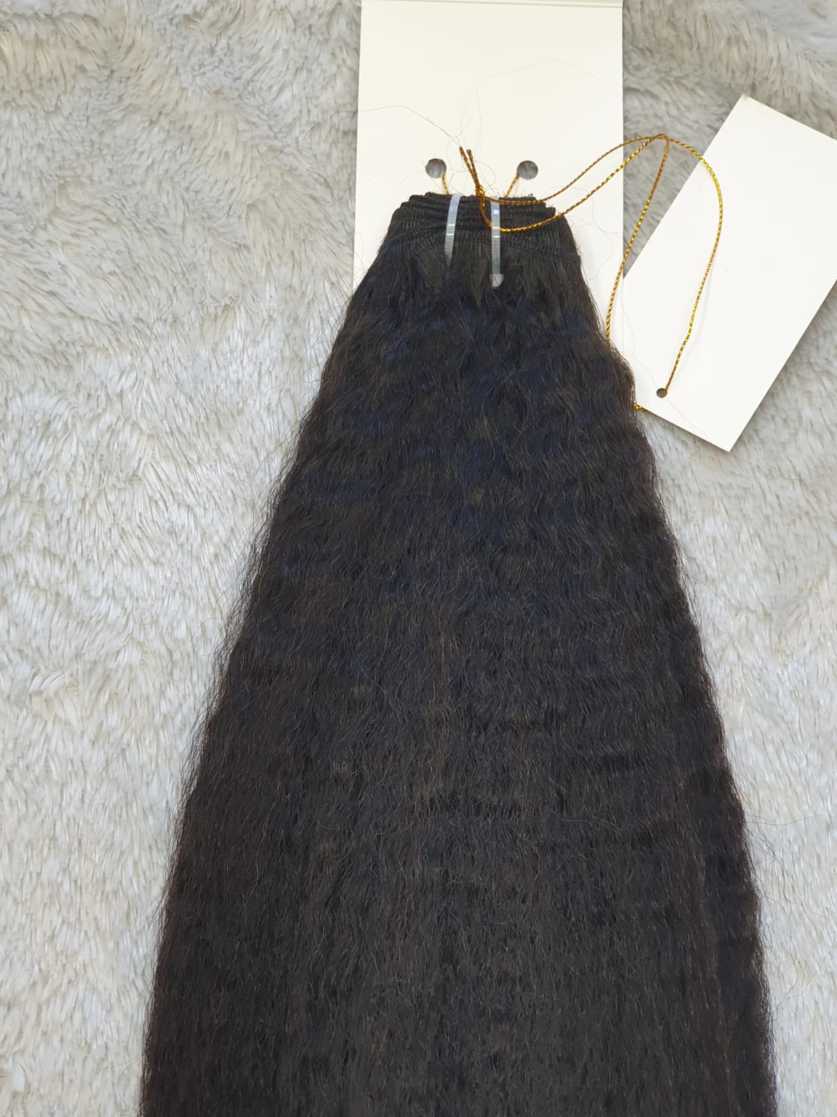Premium Kinky Straight Hair Bundle - Natural Black #1B 18 Inches 100% Human Hair