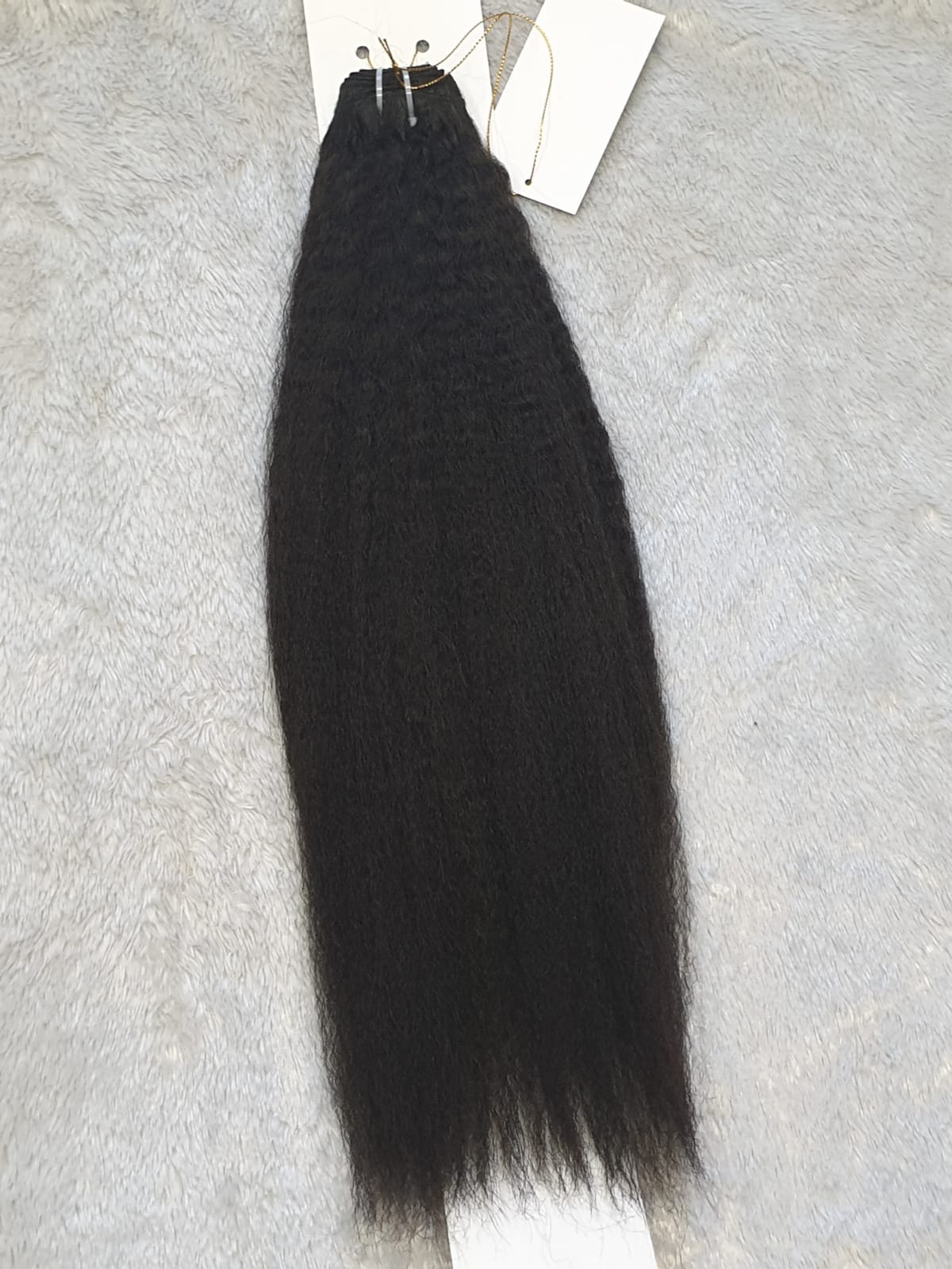 Premium Kinky Straight Hair Bundle - Natural Black #1B 18 Inches 100% Human Hair