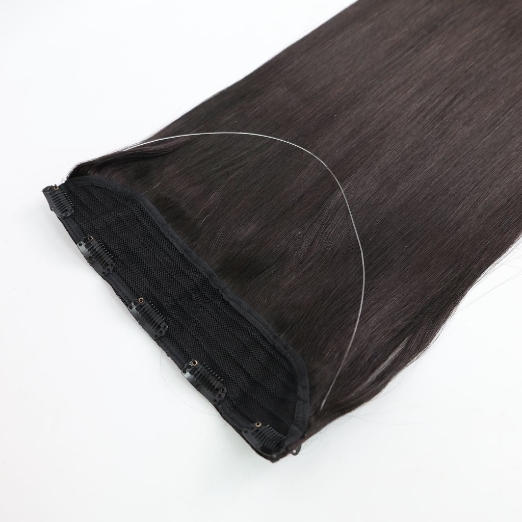 Halo Hair Extensions - Natural Black #1B 20 Inches 120g Double Drawn