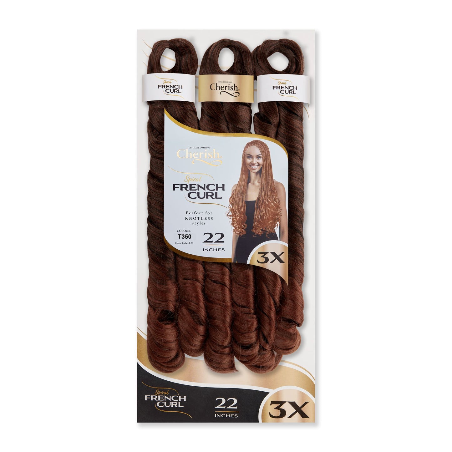 CHERISH BULK : 3X PS SPIRAL FRENCH CURL 22 (COL. T350)
