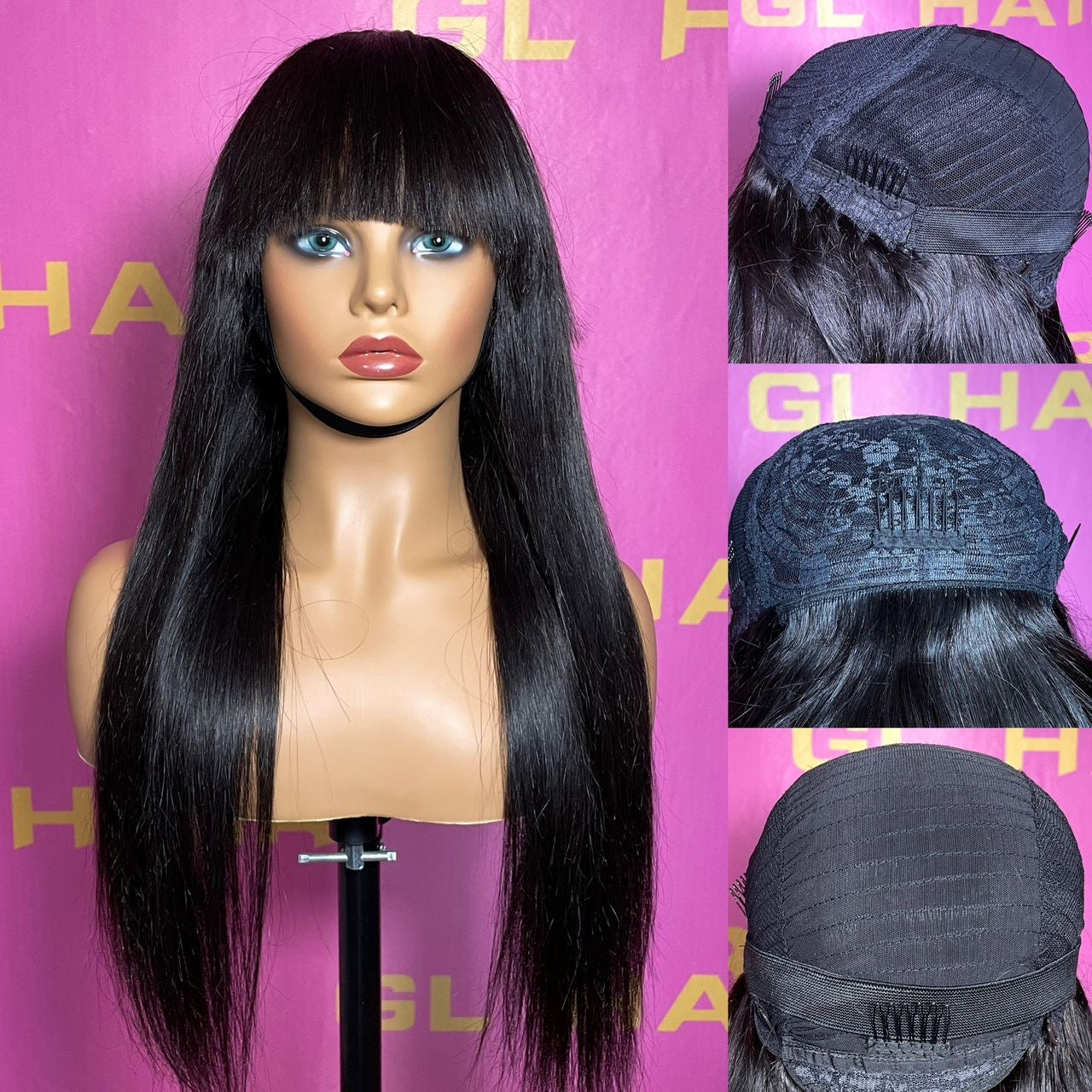 100% 15A virgin human hair no lace straight fringe