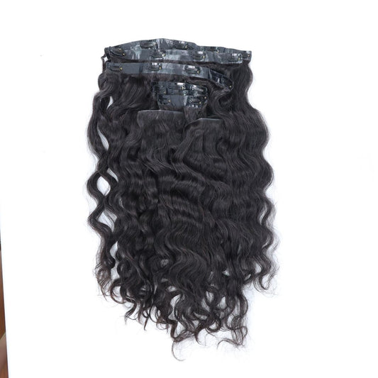 Invisible Clip-In Body Wave Extensions - Natural Black #1B 195g Double Drawn 20-22 Inches