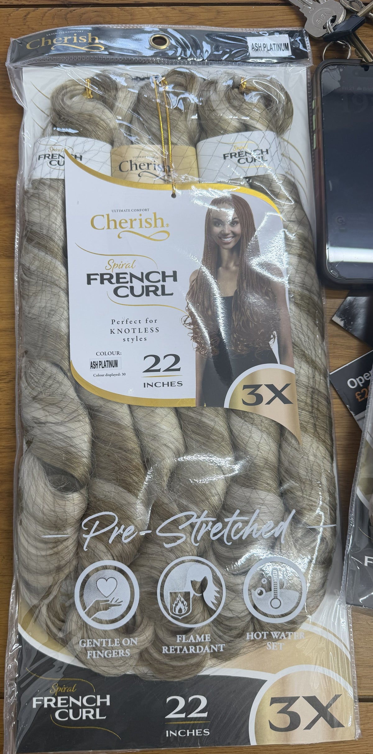 Cherish Bulk : 3x Ps Spiral French Curl 22 (Col. Ash Platinum )