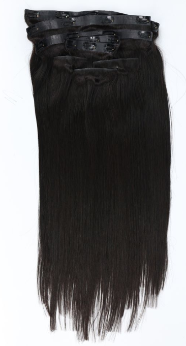 Invisible Clip-In Hair Extensions - Straight Natural Black #1B 22 Inches 211g