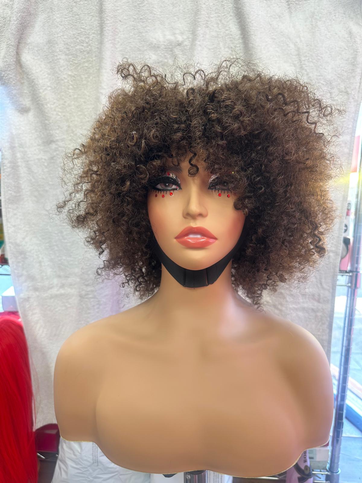 Kinky Curly Bob Wig - 10 Inches #2 100% Human Hair Short Curly