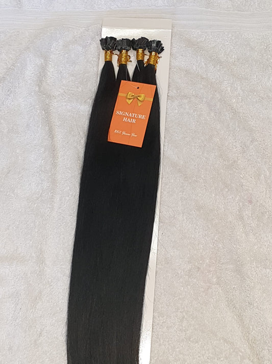 Flat Tip Hair Extensions - Jet Black #1 18 Inches 100% Human Hair