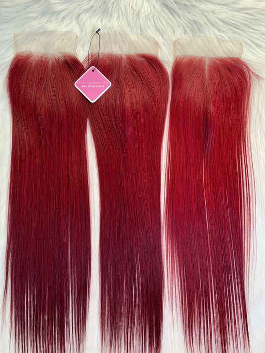 5x5 hd closure 99J & dark red 16 inches