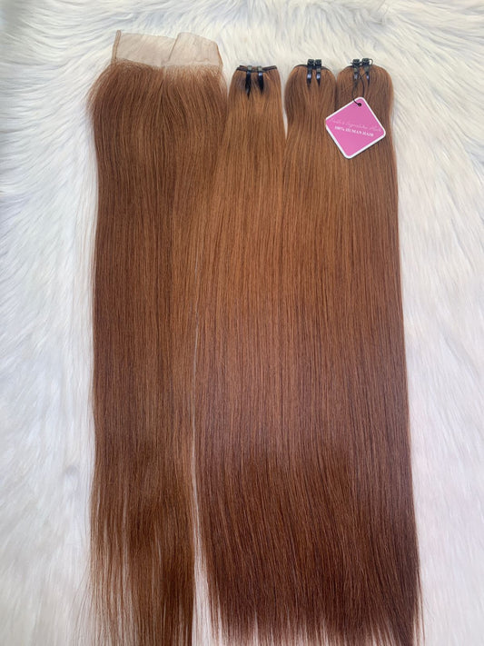 100% virgin double drawn human hair chestnut brown