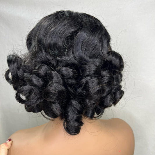 Bouncy Loose Curly Wig - Natural Black #1B 12 Inches Short Curly