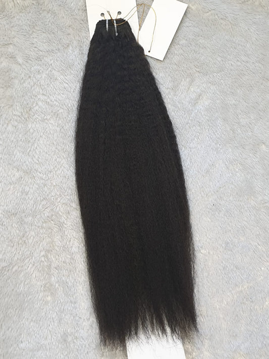 Premium Kinky Straight Hair Bundle - Natural Black #1B 18 Inches 100% Human Hair