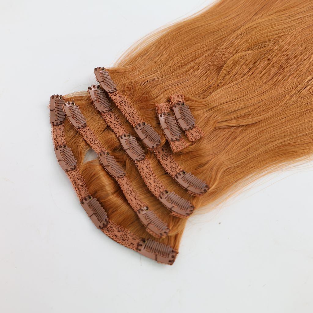 Double Drawn Clip-In Hair Extensions - Ginger #34 100g 100% Human Hair